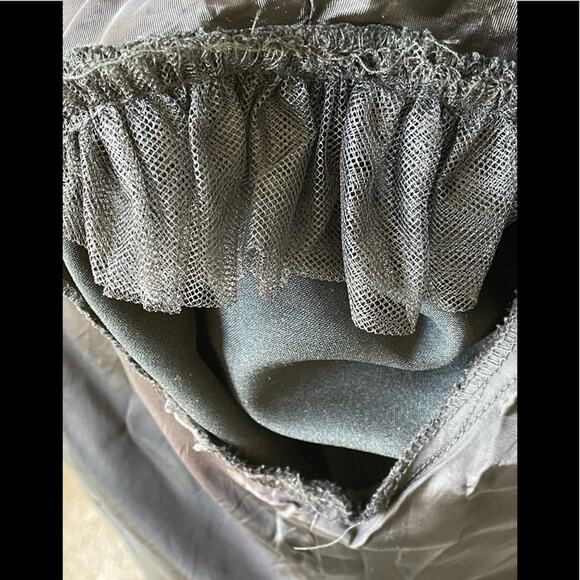 Darcy Vintage 80s Black Formal Satin Taffeta Puff Sleeves Wrap Blouse S - Picture 7 of 8